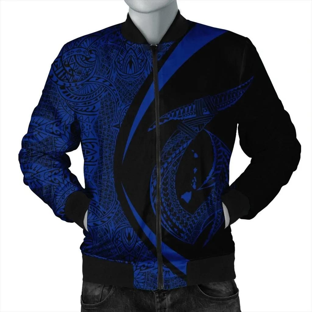 Hawaii Fish Hook Polynesian Bomber Jacket - Circle Style Blue - AH - J4R Bomber Jacket Hawaii Fish Hook Polynesian Bomber Jacket - Circle Style Blue - AH - J4R Bomber Jacket