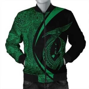 Hawaii Fish Hook Polynesian Bomber Jacket - Circle Style Green - AH - J4R