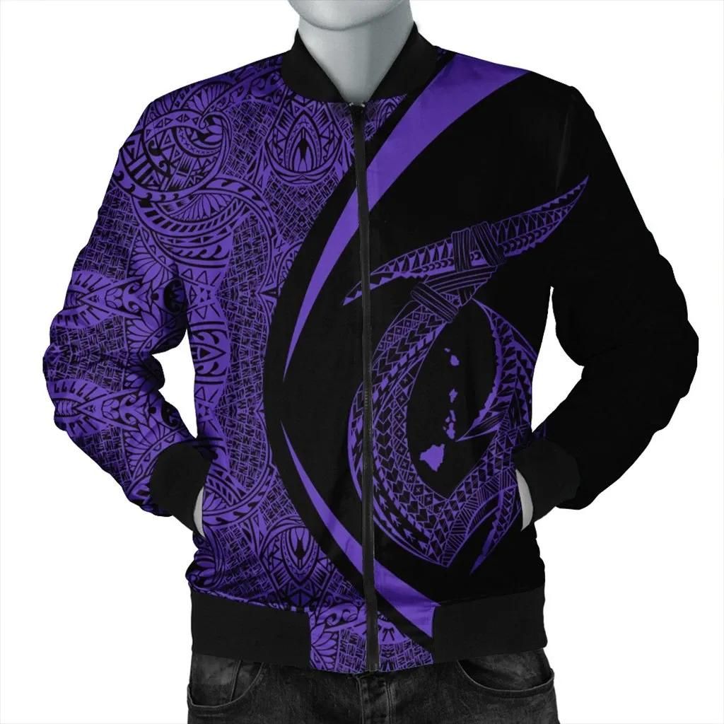 Hawaii Fish Hook Polynesian Bomber Jacket - Circle Style Purple - AH - J4R Bomber Jacket Hawaii Fish Hook Polynesian Bomber Jacket - Circle Style Purple - AH - J4R Bomber Jacket