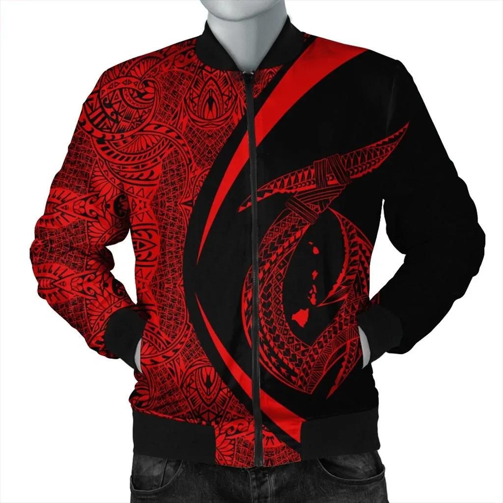 Hawaii Fish Hook Polynesian Bomber Jacket - Circle Style Red - AH - J4R Bomber Jacket Hawaii Fish Hook Polynesian Bomber Jacket - Circle Style Red - AH - J4R Bomber Jacket