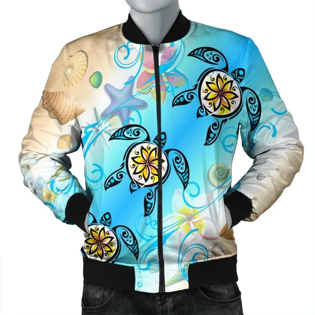 Hawaii Fresh Beach Turtle Plumeria Bomber Jacket - AH - Brian Style - J5R Bomber Jacket Hawaii Fresh Beach Turtle Plumeria Bomber Jacket - AH - Brian Style - J5R Bomber Jacket