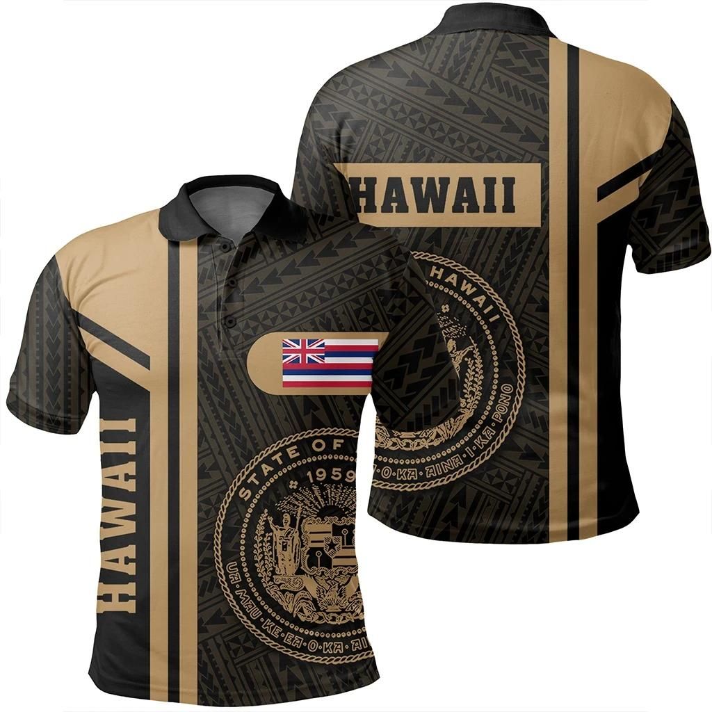Hawaii Gold Polo Shirt- Boba Style - AH - J14 Hawaii Gold Polo Shirt- Boba Style - AH - J14