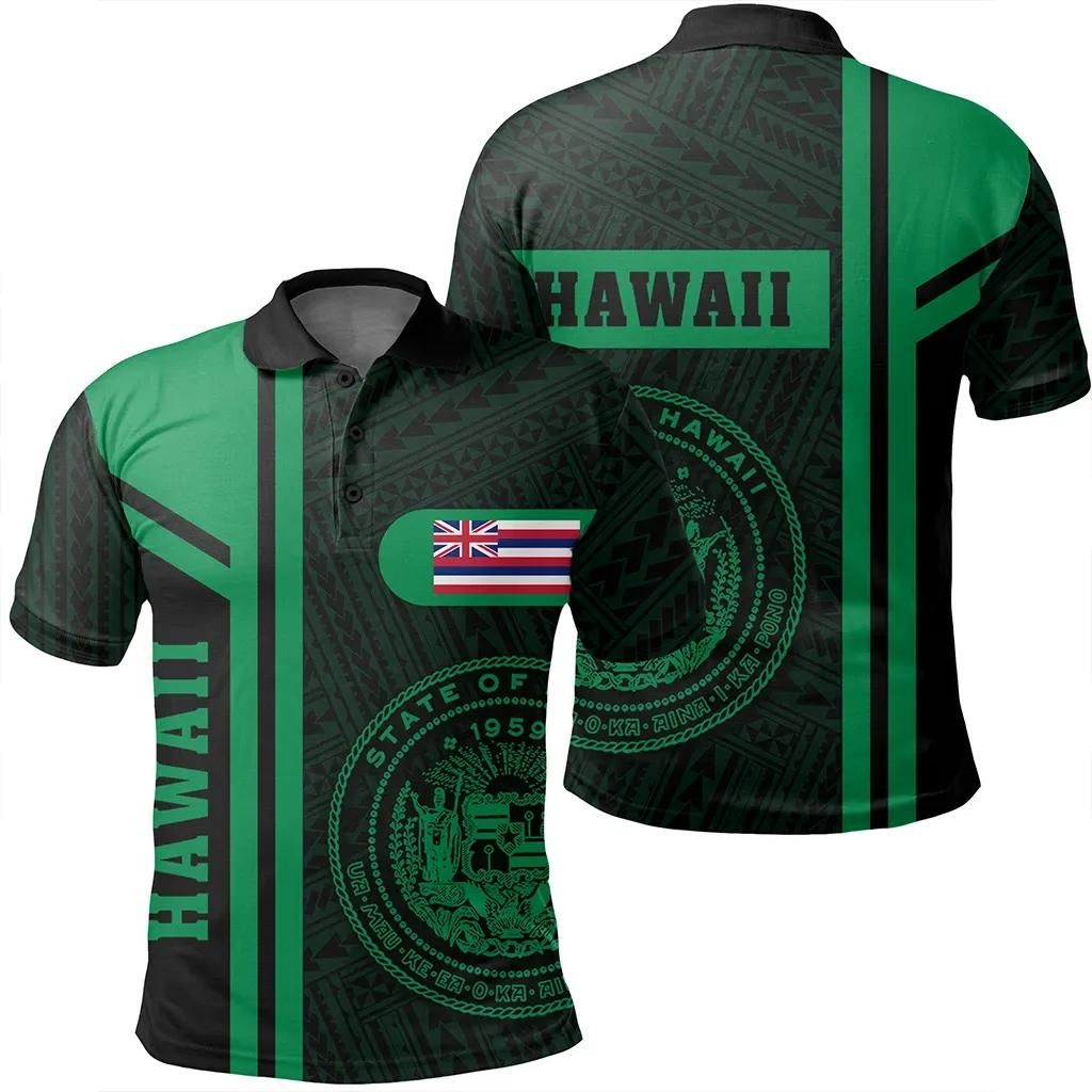 Hawaii Green Polo Shirt- Boba Style - AH - J14 Hawaii Green Polo Shirt- Boba Style - AH - J14