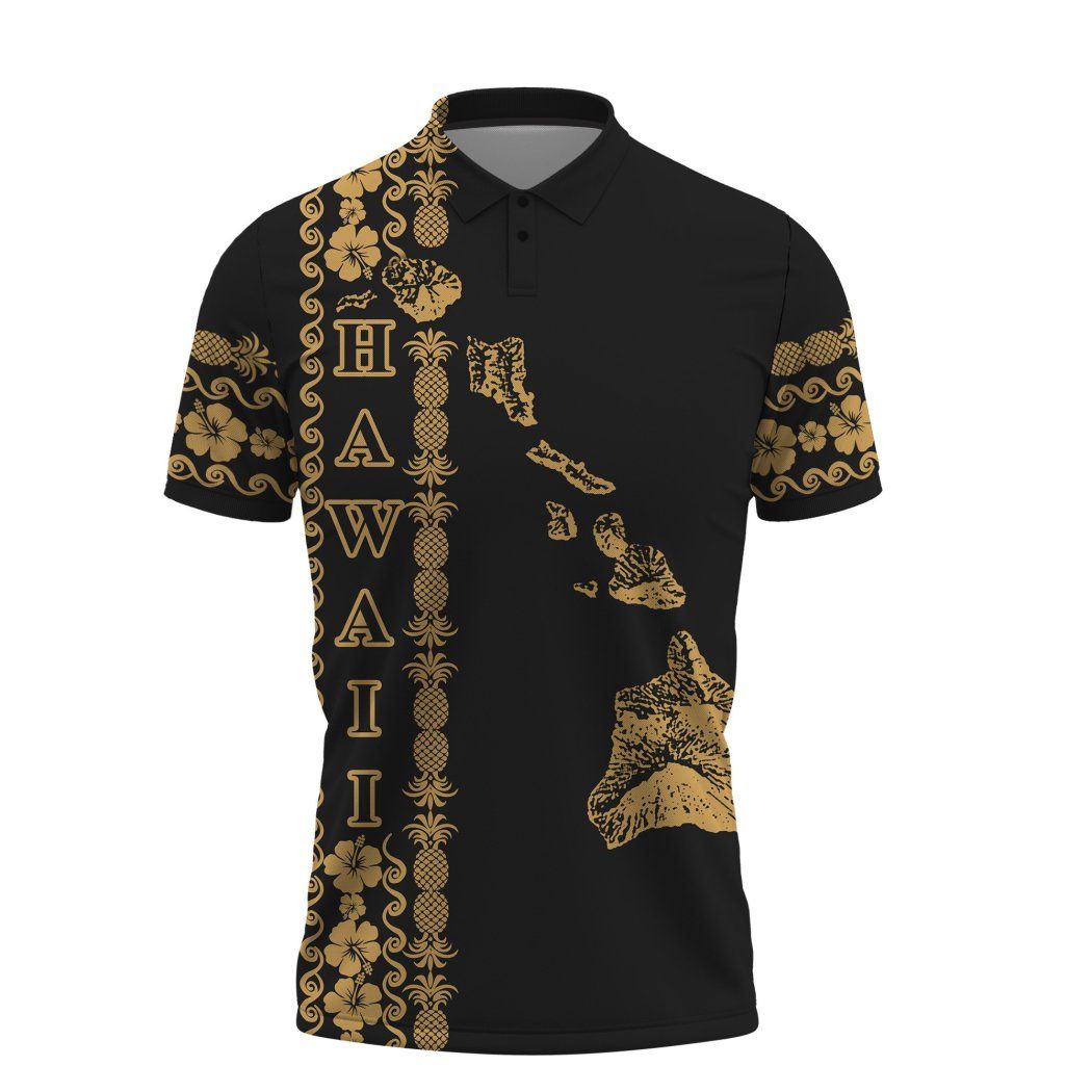 Hawaii Hawaii Map Turtle Hibiscus Pattern Tropical Fruits Polo Shirt All Over Print Hawaii Hawaii Map Turtle Hibiscus Pattern Tropical Fruits Polo Shirt All Over Print