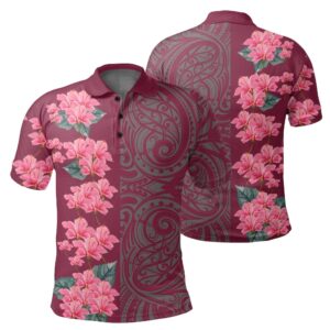 Hawaii Hibiscus Flower Polynesian - Hawaiian Polo Shirt - Curtis Style - Pink - AH - J2
