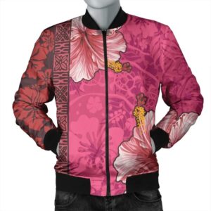 Hawaii Hibiscus Pattern Bomber Jacket - AH - J4R Bomber Jacket