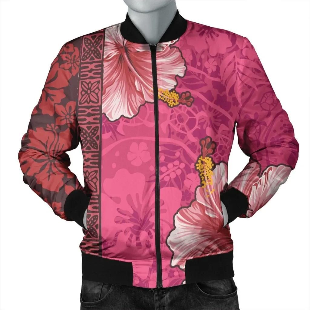 Hawaii Hibiscus Pattern Bomber Jacket - AH - J4R Bomber Jacket Hawaii Hibiscus Pattern Bomber Jacket - AH - J4R Bomber Jacket
