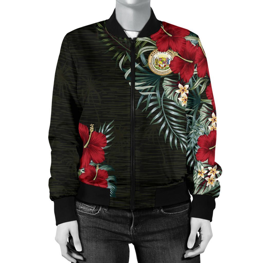 Hawaii Hibiscus Women's Bomber Jacket A7 Bomber Jacket Hawaii Hibiscus Women's Bomber Jacket A7 Bomber Jacket