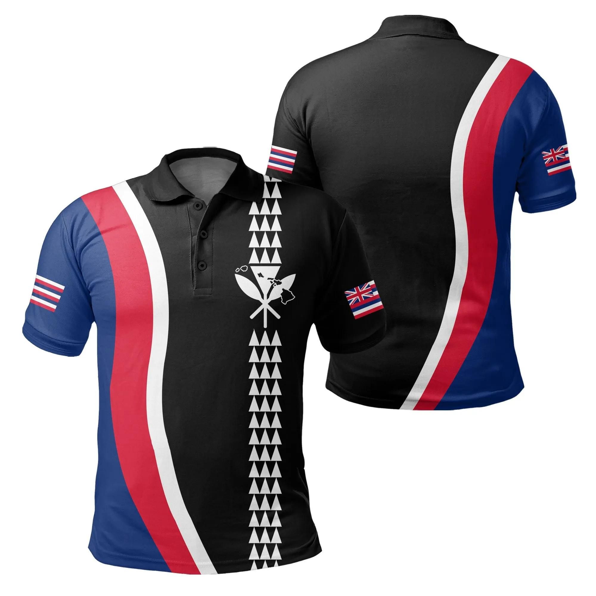 Hawaii Kakau Flag Polo Shirt - AH - J4 Hawaii Kakau Flag Polo Shirt - AH - J4