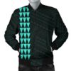 Hawaii Kakau Polynesian Kanaka Map Men's Bomber Jacket - Turquoise - AH - J6 Bomber Jacket