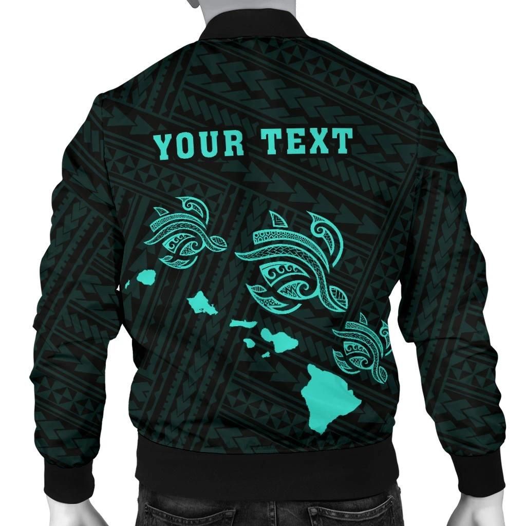 Hawaii-Kakau-Polynesian-Three-Turtles-Map-Personalized-Mens-Bomber-Jacket-Turquoise-AH-J6-Bomber-Jacket-1