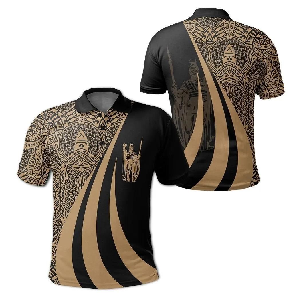Hawaii Kamehameha Kanaka Polo Shirt Gold - AH - J7 Hawaii Kamehameha Kanaka Polo Shirt Gold - AH - J7