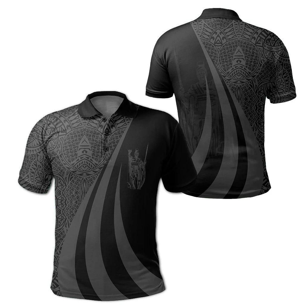 Hawaii Kamehameha Kanaka Polo Shirt Grey - AH - J7 Hawaii Kamehameha Kanaka Polo Shirt Grey - AH - J7