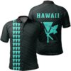 Hawaii Kanaka Map Polo Shirt - Turquoise - AH - J6