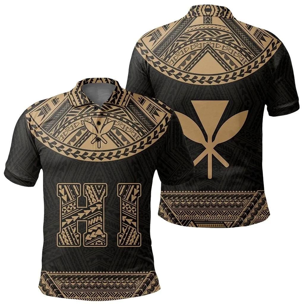 Hawaii Kanaka Polynesian Polo Shirt Divinity Gold - AH - J1 Hawaii Kanaka Polynesian Polo Shirt Divinity Gold - AH - J1