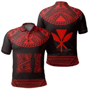 Hawaii Kanaka Polynesian Polo Shirt Divinity Red - AH - J1