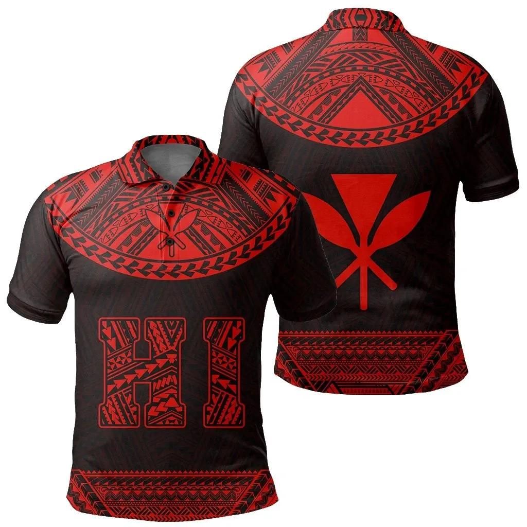Hawaii Kanaka Polynesian Polo Shirt Divinity Red - AH - J1 Hawaii Kanaka Polynesian Polo Shirt Divinity Red - AH - J1