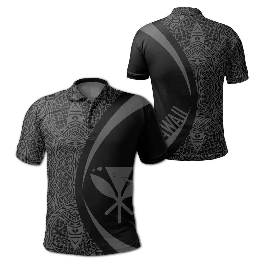 Hawaii Kanaka Polynesian Polo Shirt Gray - Circle Style - AH J9 Hawaii Kanaka Polynesian Polo Shirt Gray - Circle Style - AH J9