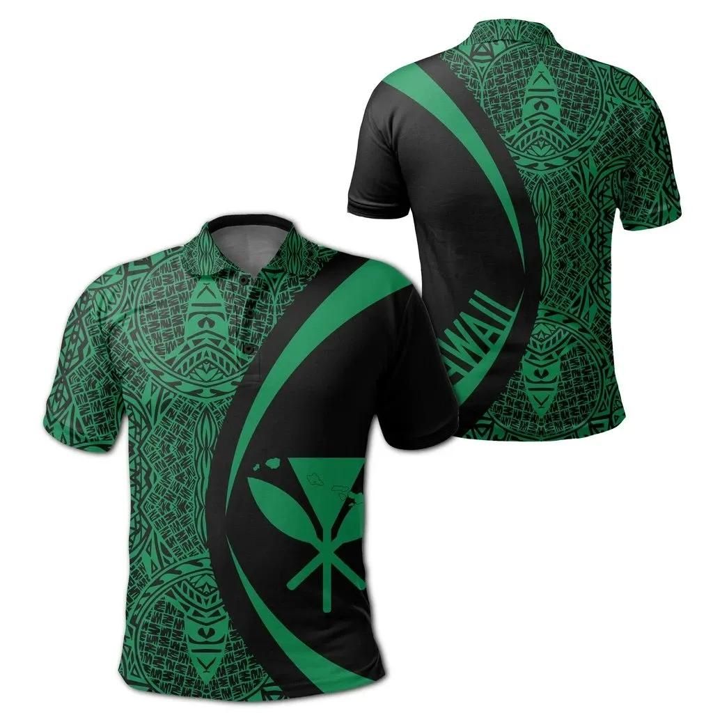 Hawaii Kanaka Polynesian Polo Shirt Green - Circle Style - AH J9 Hawaii Kanaka Polynesian Polo Shirt Green - Circle Style - AH J9
