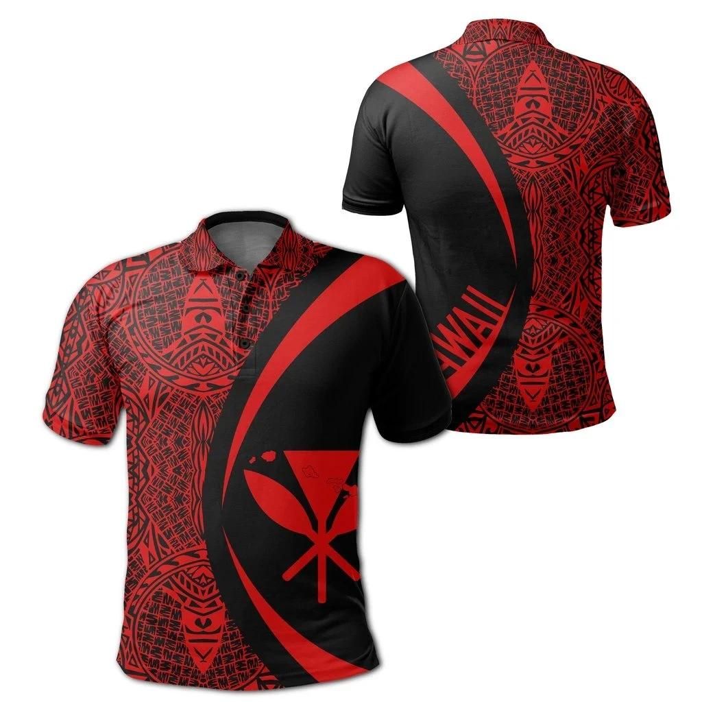Hawaii Kanaka Polynesian Polo Shirt Red - Circle Style - AH J9 Hawaii Kanaka Polynesian Polo Shirt Red - Circle Style - AH J9