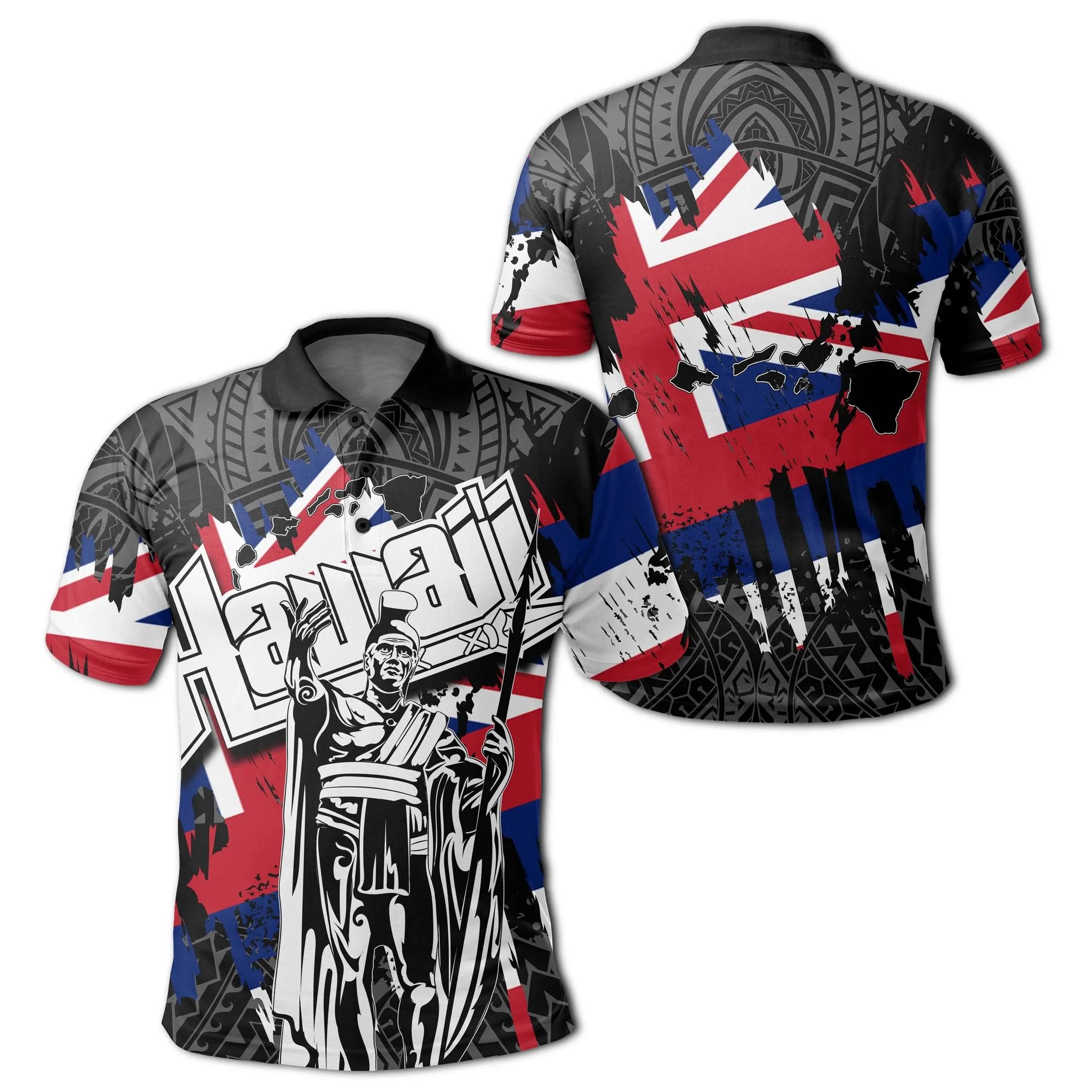 Hawaii King Flag Polo Shirt - Royal Style - AH J9 Hawaii King Flag Polo Shirt - Royal Style - AH J9