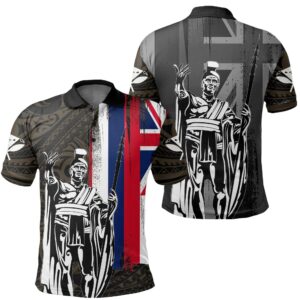 Hawaii King Flag Polynesian Polo Shirt - Gold - AH J4
