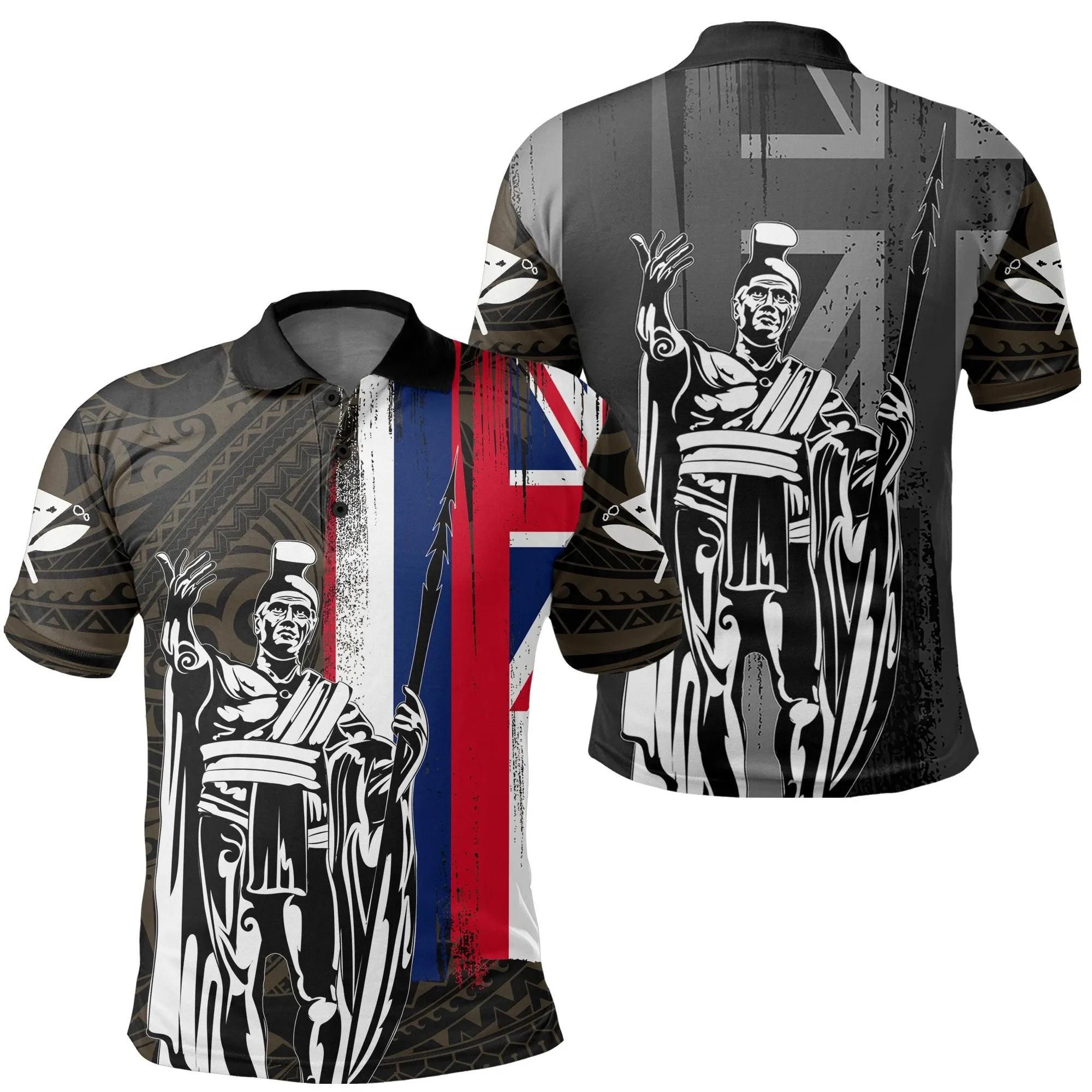Hawaii King Flag Polynesian Polo Shirt - Gold - AH J4 Hawaii King Flag Polynesian Polo Shirt - Gold - AH J4