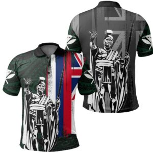 Hawaii King Flag Polynesian Polo Shirt - Green - J4