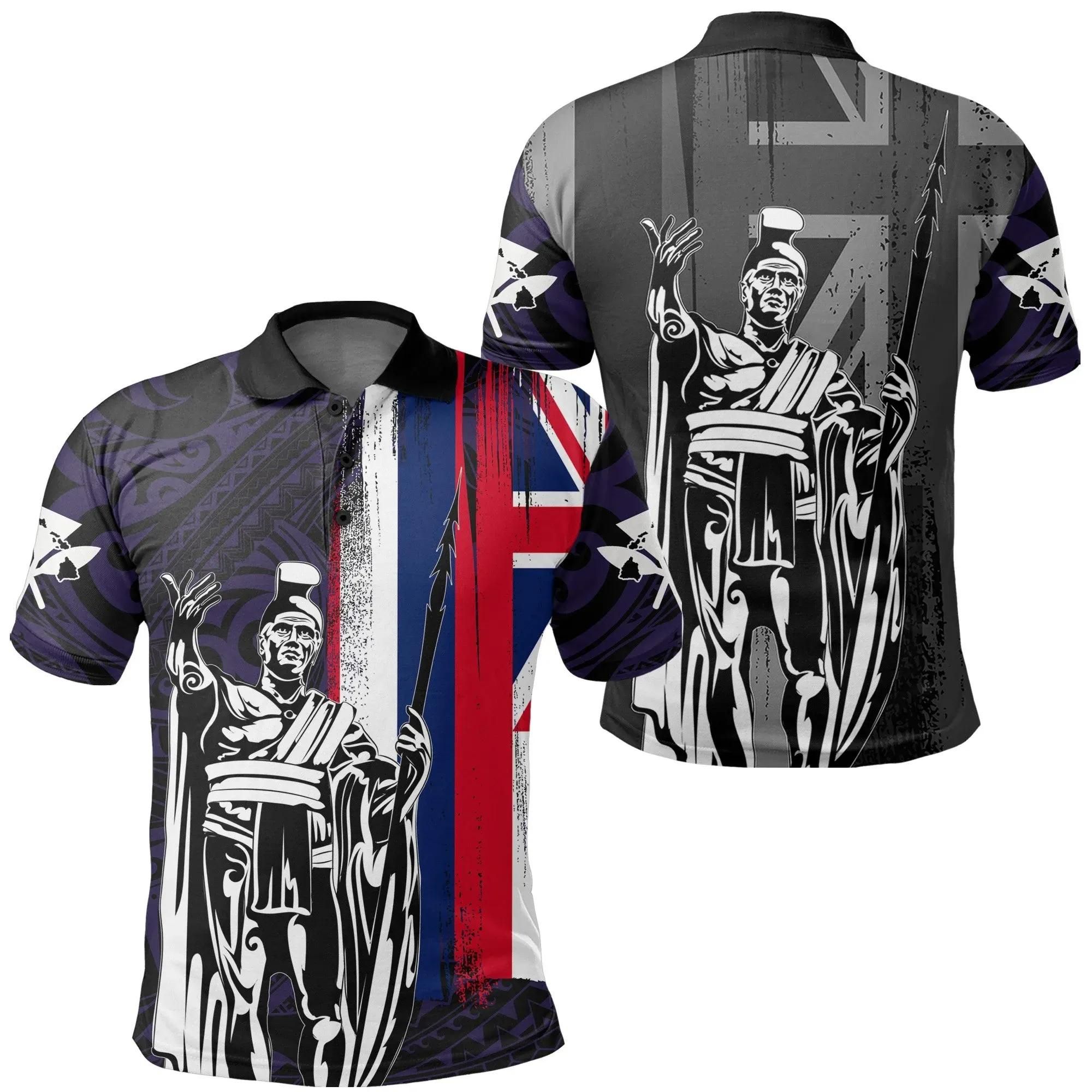 Hawaii King Flag Polynesian Polo Shirt - Purple - J4 Hawaii King Flag Polynesian Polo Shirt - Purple - J4