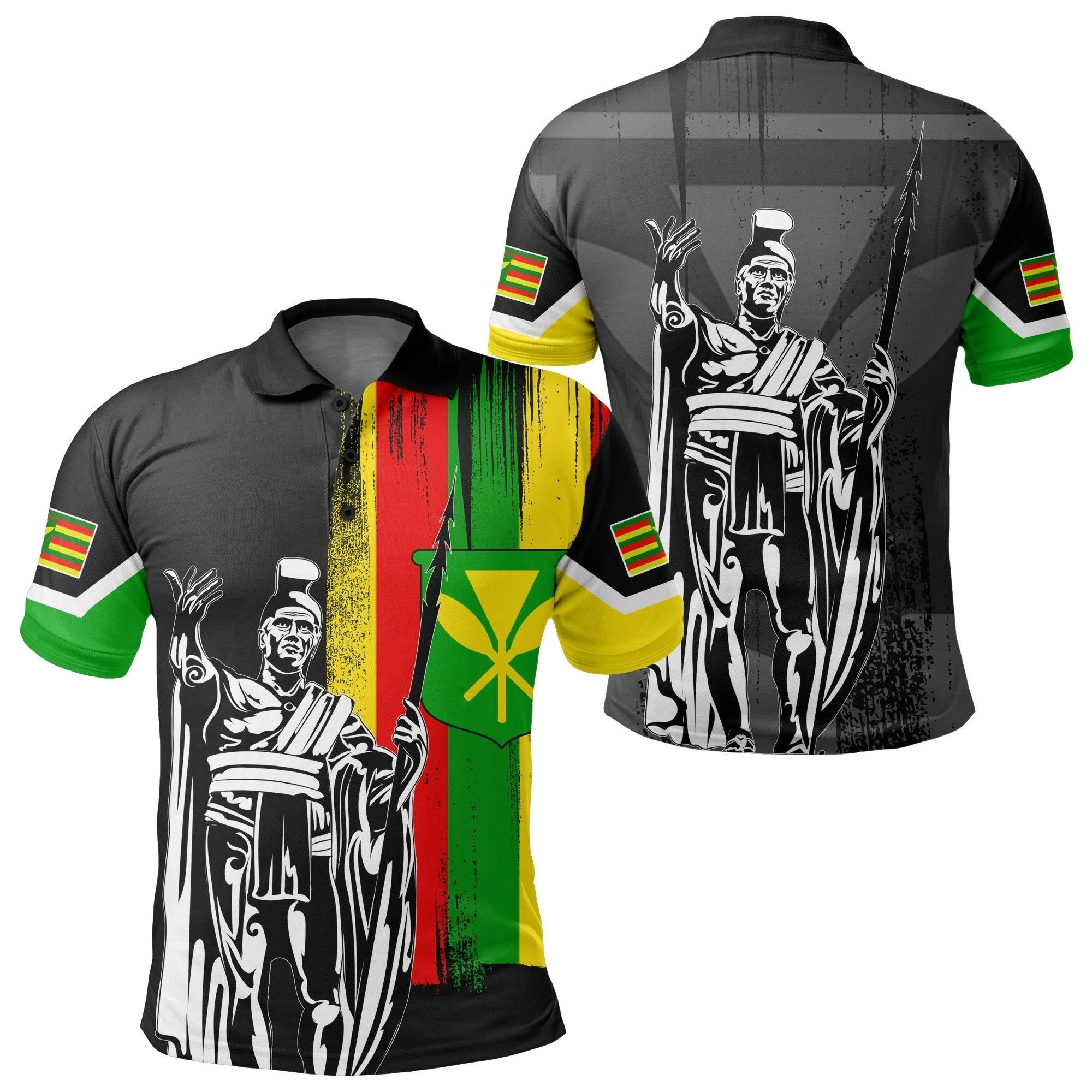 Hawaii King KanaKa Maoli Flag Polo Shirt - AH J4 Hawaii King KanaKa Maoli Flag Polo Shirt - AH J4