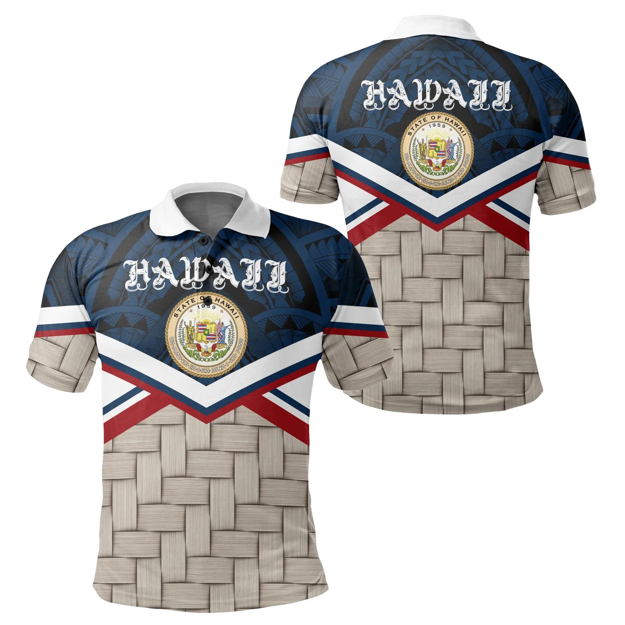Hawaii Lauhala bCoat Of Arms Polo Shirt - AH - J5 Hawaii Lauhala bCoat Of Arms Polo Shirt - AH - J5