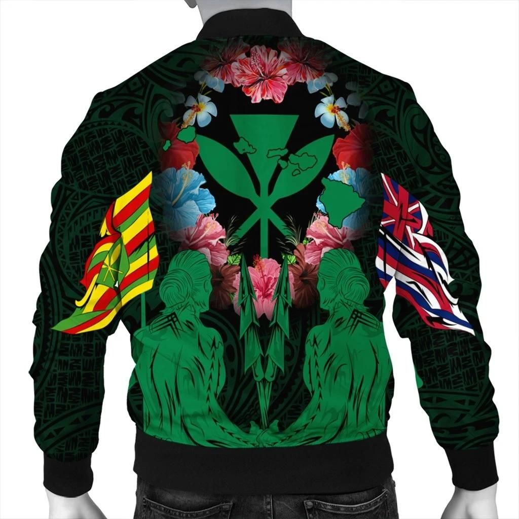 Hawaii-Map-Kanaka-Two-Men-Holding-Flag-Bomber-Jacket-Green-AH-J5R-Bomber-Jacket-1