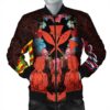 Hawaii Map Kanaka Two Men Holding Flag Bomber Jacket Orange - AH - J5R Bomber Jacket
