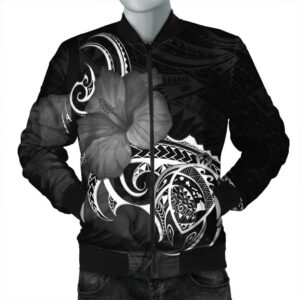 Hawaii Map Turtle Hibiscus Divise Polynesian Bomber Jacket - AH - JR Bomber Jacket