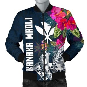 Hawaii Men's Bomber Jacket - Polynesian Hibiscus with Summer Vibes - BN15 Bomber Jacket