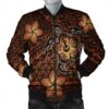 Hawaii Mix Polynesian Turtle Plumeria Bomber Jacket - AH - Nick Style - Orange - J5R Bomber Jacket