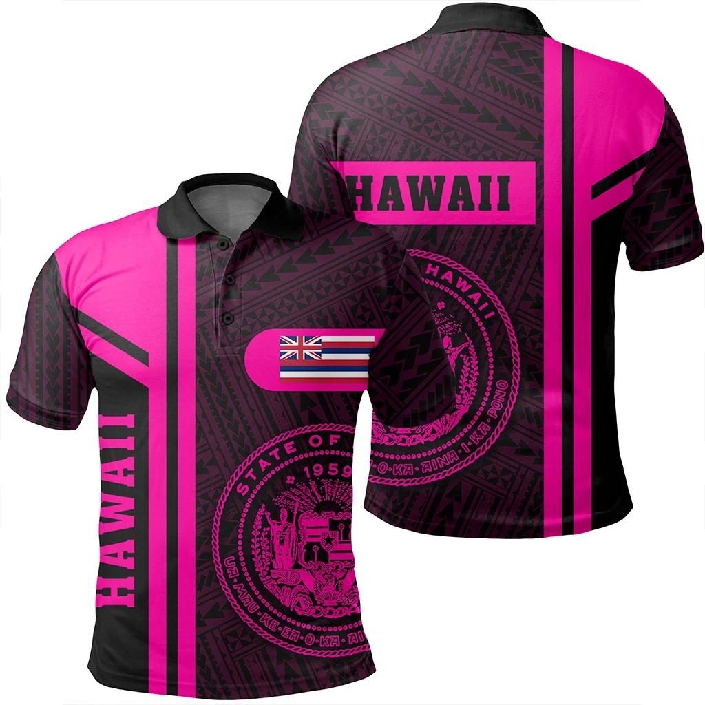 Hawaii Pink Polo Shirt- Boba Style - AH - J14 Hawaii Pink Polo Shirt- Boba Style - AH - J14