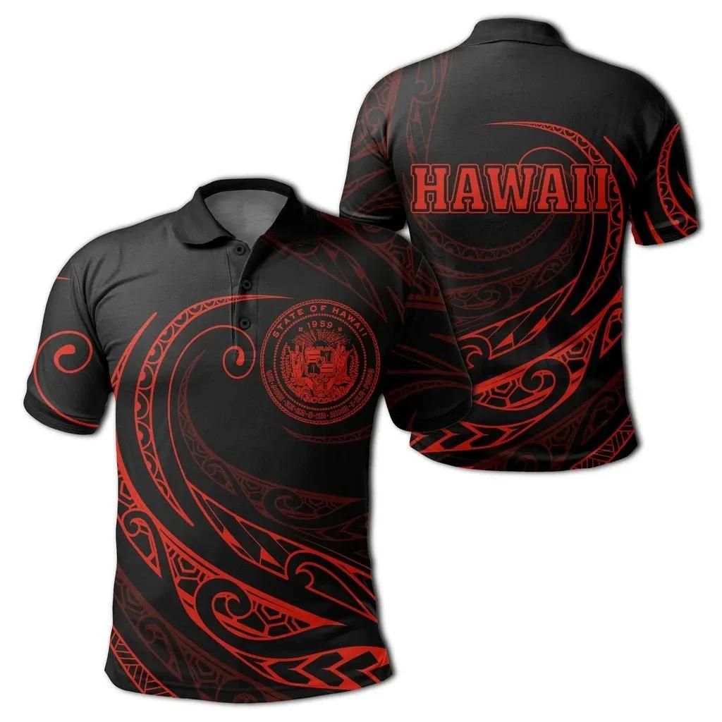 Hawaii Polo Shirt - Frida Style - Red - AH J91 Hawaii Polo Shirt - Frida Style - Red - AH J91