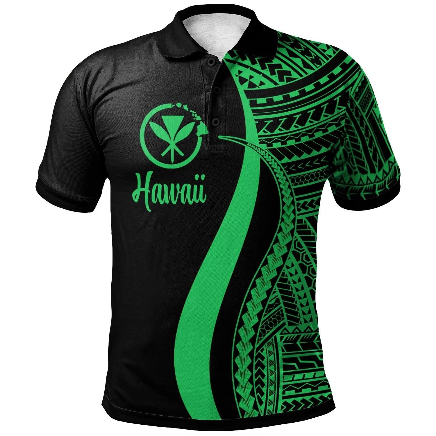 Hawaii Polo Shirt Green - Polynesian Tentacle Tribal Pattern - BN11 Hawaii Polo Shirt Green - Polynesian Tentacle Tribal Pattern - BN11