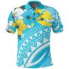 Hawaii Polo Shirt - Polynesian Pattern Aquamarine Stone Color - BN20