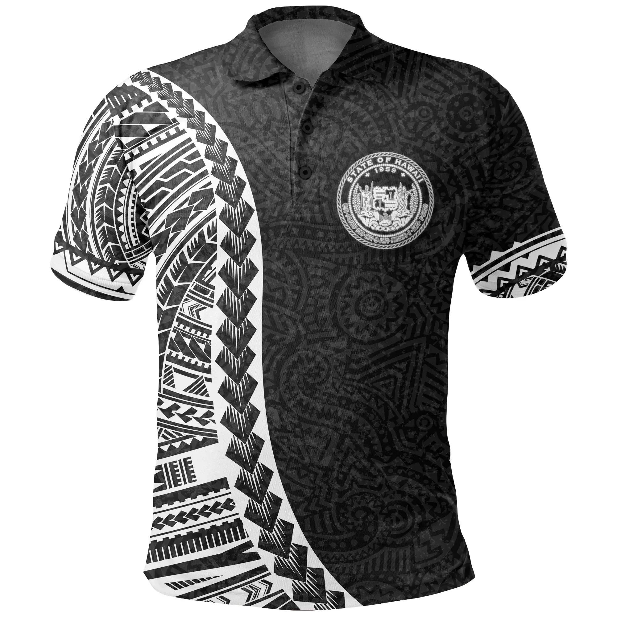 Hawaii Polo Shirt - Polynesian Patterns And Map - BN01 Hawaii Polo Shirt - Polynesian Patterns And Map - BN01