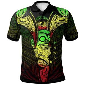 Hawaii Polo Shirt - Polynesian Tiki Warrior Style Reggae - BN29