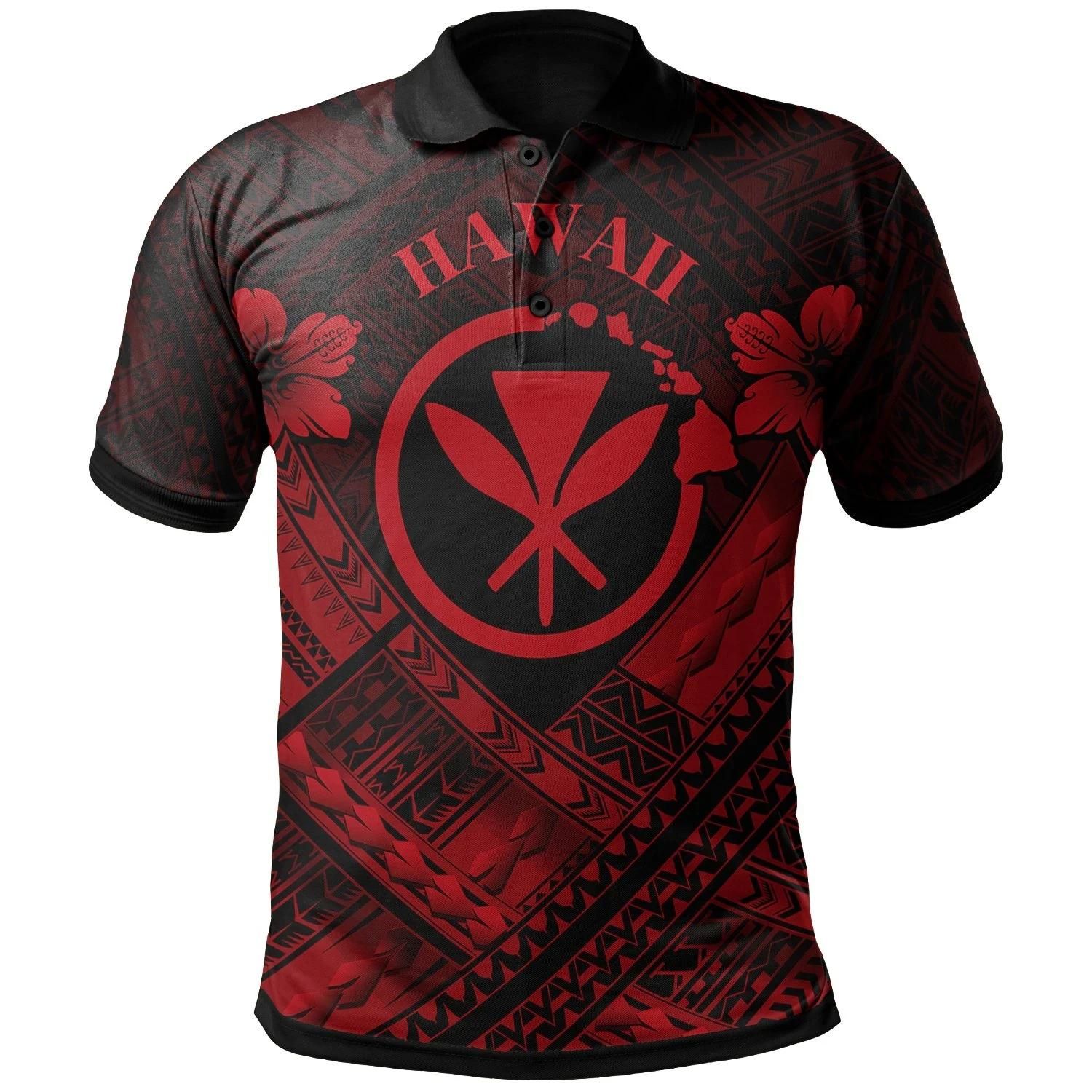 Hawaii Polo Shirt - Red Kanaka Maoli Polynesian Patterns - BN18 Hawaii Polo Shirt - Red Kanaka Maoli Polynesian Patterns - BN18