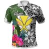 Hawaii Polo Shirt White - Turtle Plumeria Banana Leaf - BN11