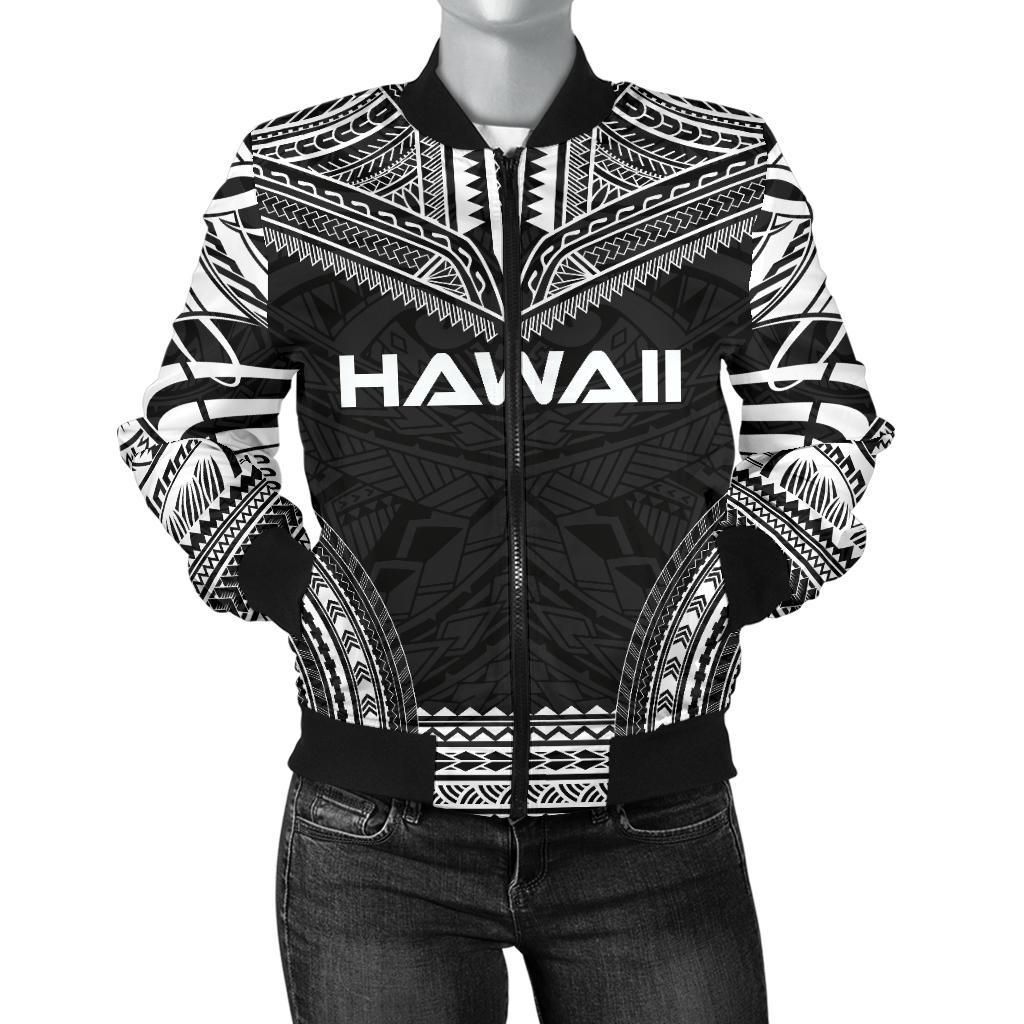 Hawaii Polynesian Chief Women'S Bomber Jacket - Black Version - Bn10 Bomber Jacket Hawaii Polynesian Chief Women'S Bomber Jacket - Black Version - Bn10 Bomber Jacket