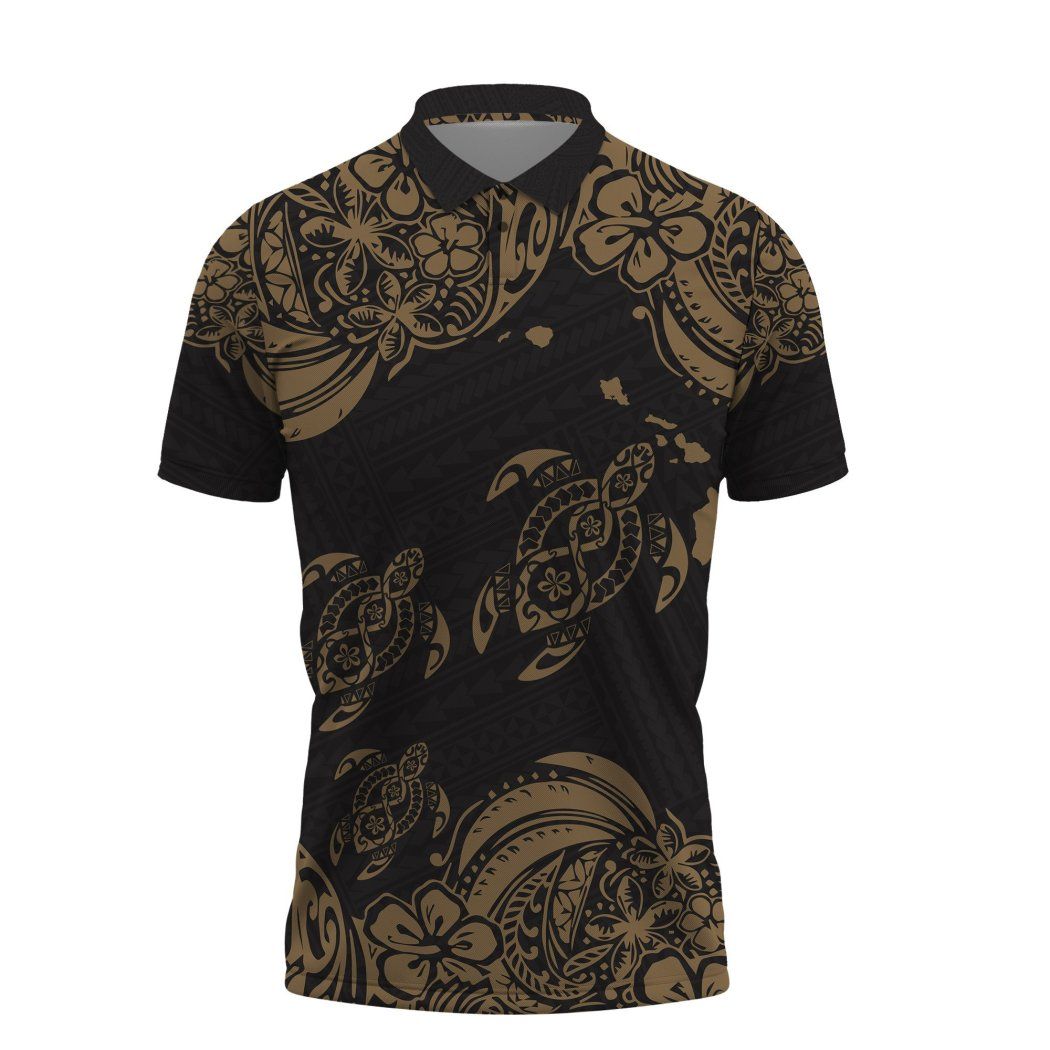 Hawaii Polynesian Gold Sea Turtle Tattoo Cultural Polo Shirt All Over Print Hawaii Polynesian Gold Sea Turtle Tattoo Cultural Polo Shirt All Over Print