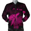 Hawaii Polynesian Hibiscus Turtle Map Bomber Jacket Pink - AH - J5R Bomber Jacket