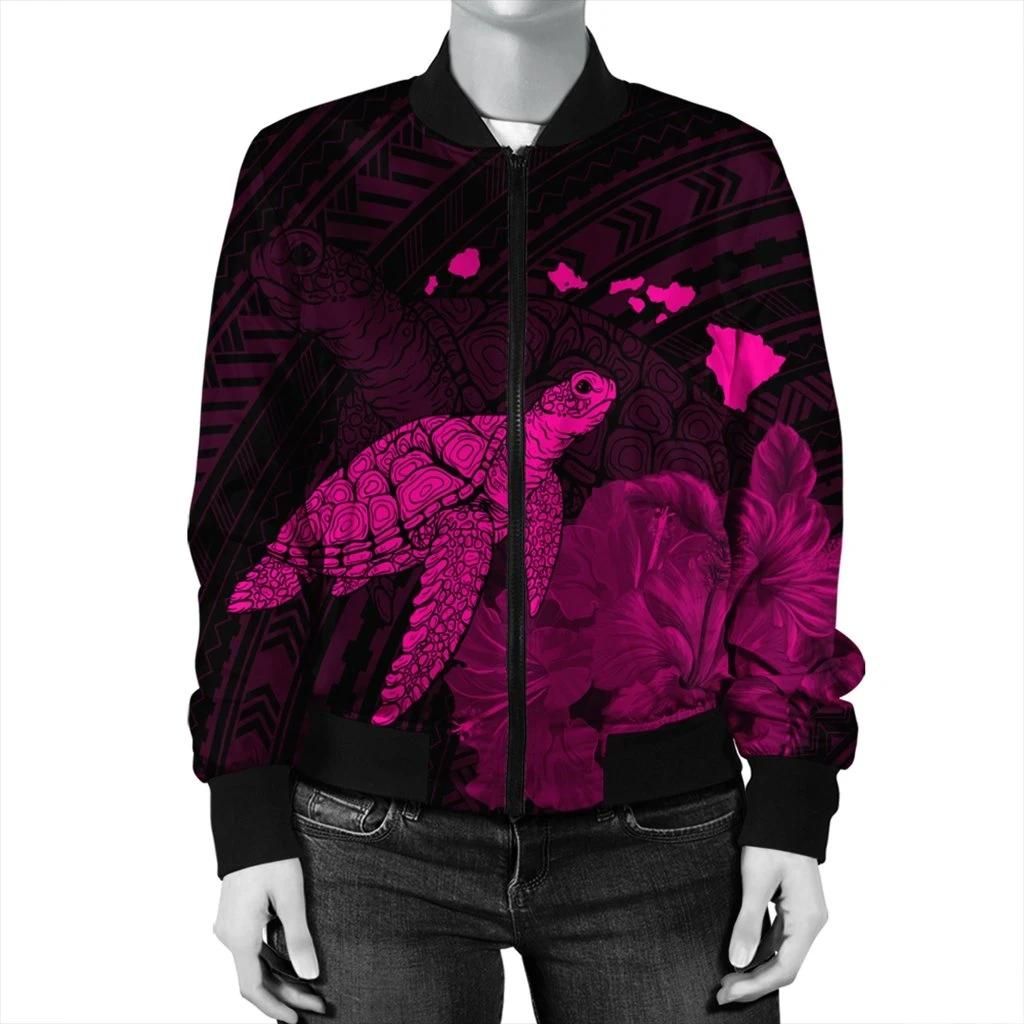 Hawaii-Polynesian-Hibiscus-Turtle-Map-Bomber-Jacket-Pink-AH-J5R-Bomber-Jacket-2