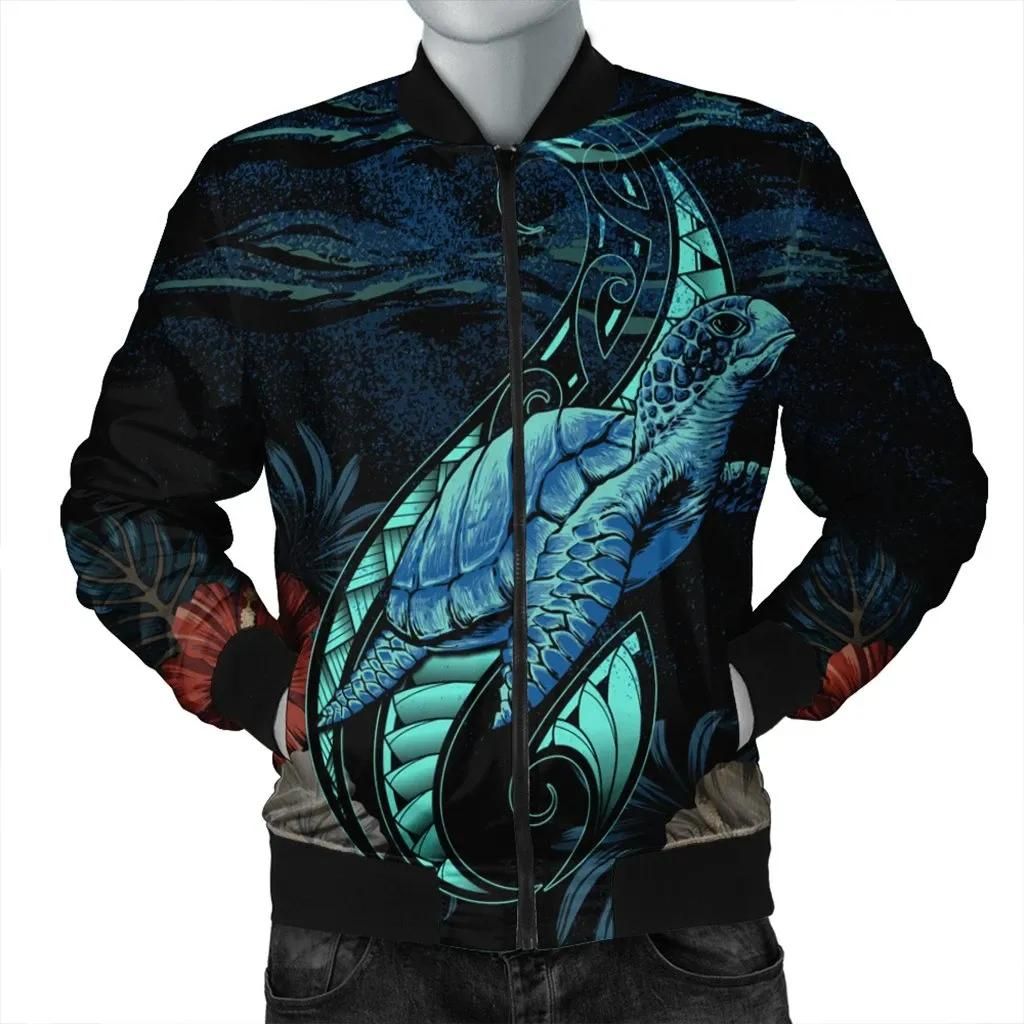 Hawaii Polynesian Honu Sea Hibiscus Bomber Jacket - AH - J4R Bomber Jacket Hawaii Polynesian Honu Sea Hibiscus Bomber Jacket - AH - J4R Bomber Jacket