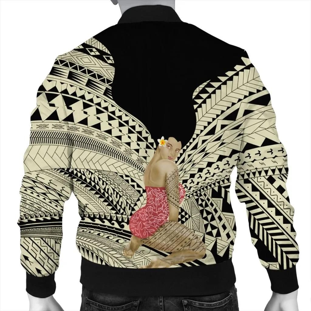 Hawaii-Polynesian-Hula-Girl-Wearing-Plumeria-Bomber-Jacket-AH-J5R-Bomber-Jacket-1